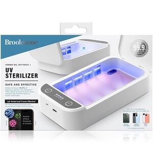 NEW Brookstone Large UV Light Sanitizer Box For Smart Phones & Small Gadgets